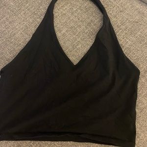 Black Halter Cropped Tank